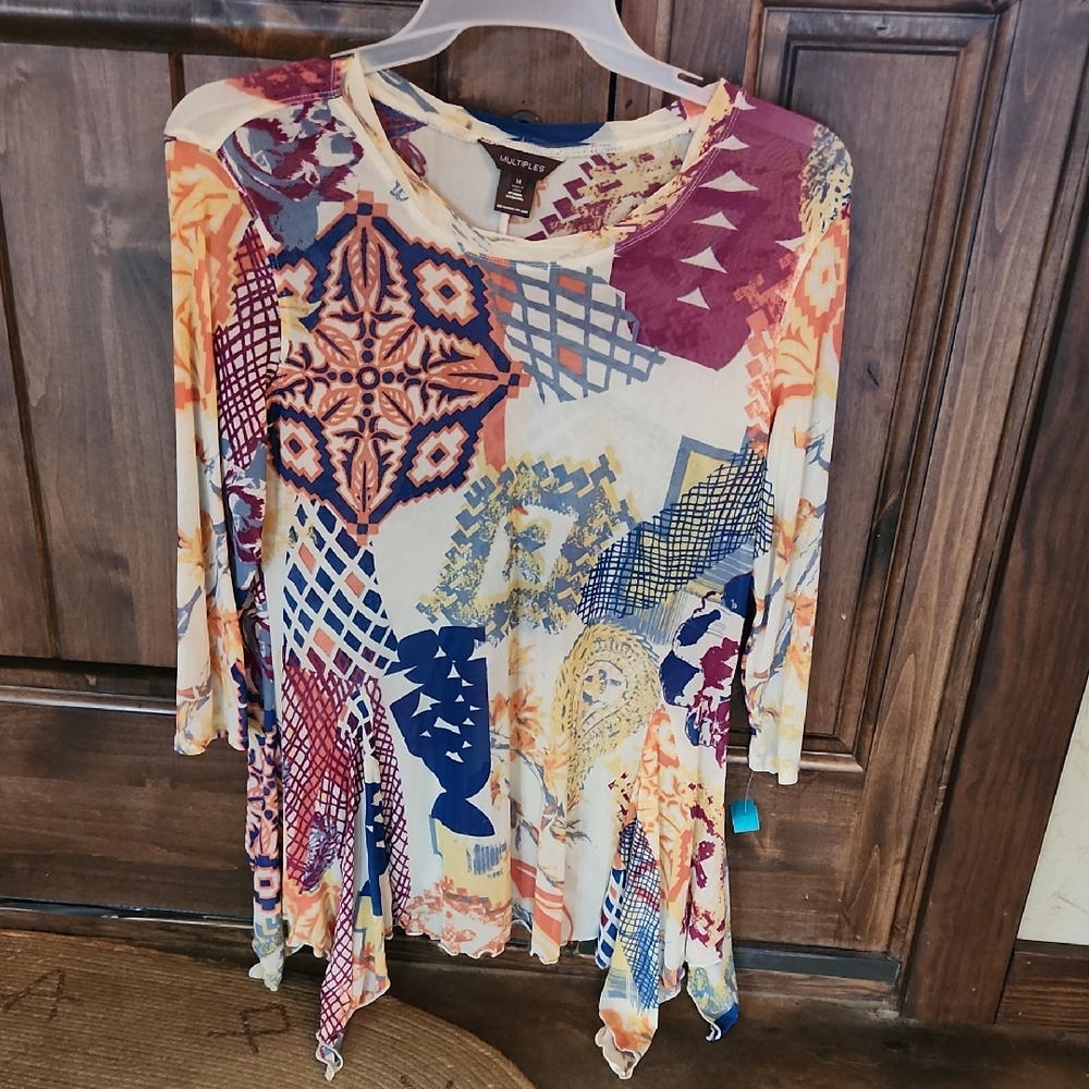 Moa Moa Multicolor Geometric Long Sleeve Top